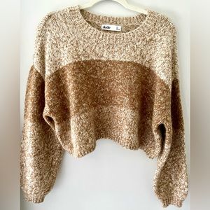 NWOT Elodie Chunky Crop Sweater Brown Colorblock Size Medium